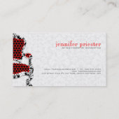 Carte De Visite Damas Fleur Noir & Blanc Avec Chaise Antique 2 (Dos)