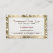 Carte De Visite Damas Florales Blanches Et Dorées (Dos)