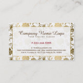 Carte De Visite Damas Florales Blanches Et Dorées (Dos)