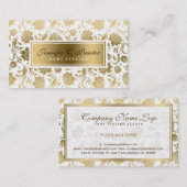 Carte De Visite Damas Florales Blanches Et Or 2 (Devant / Derrière)