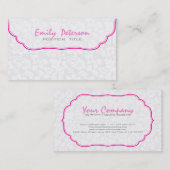 Carte De Visite Damas Florales Blanches Et Roses (Devant / Derrière)