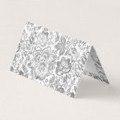 Carte De Visite Damas florales gris argent (Dos)