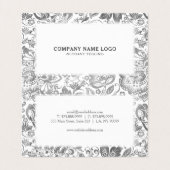 Carte De Visite Damas florales gris argent (Intérieur déplié)
