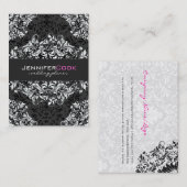 Carte De Visite Damas florales noires et blanches 3 Wedding planne (Devant / Derrière)