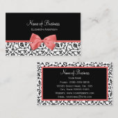 Carte De Visite Damas florales noires et blanches avec cou rose (Devant / Derrière)