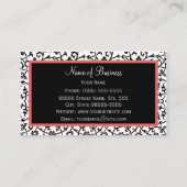 Carte De Visite Damas florales noires et blanches avec cou rose (Dos)