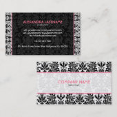 Carte De Visite Damas florales noires et blanches Customisées (Devant / Derrière)