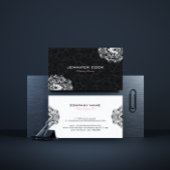 Carte De Visite Damas florales noires et blanches réversibles