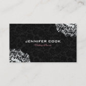 Carte De Visite Damas florales noires et blanches réversibles (Devant)