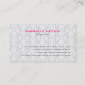 Carte De Visite Damas Florales Roses & Blanches Avec Bow Rose (Dos)