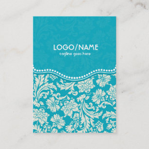 Carte De Visite Damas florales turquoise et blanche à 2 Customises