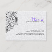 Carte De Visite Damas Gris Avec Dentelle Florale Blanche Réversibl (Dos)