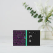 Carte De Visite DAMAS MONOGRAMME CLASSE ,saphir noir (Debout devant)