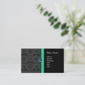 Carte De Visite DAMAS MONOGRAMME CLASSE ,saphir noir (Debout devant)