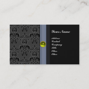 Carte De Visite DAMAS MONOGRAMME CLASSE topaze noire jaune