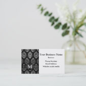 Carte De Visite Damas monogramme noir et argent (Debout devant)