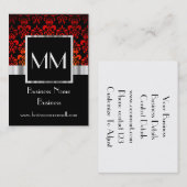 Carte De Visite Damas monogrammed noir et rouge (Devant / Derrière)