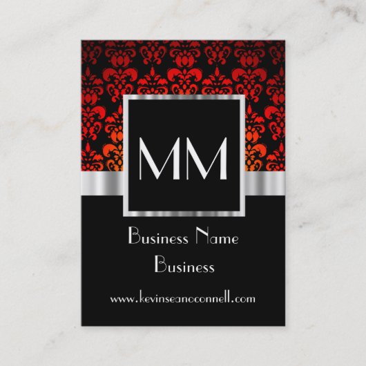 Carte De Visite Damas monogrammed noir et rouge (Devant)