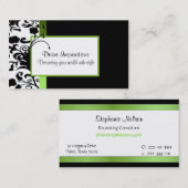 Carte de visite Damas noir, blanc et vert (Devant / Derrière)