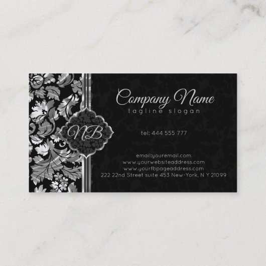 Carte De Visite Damas Noir Et Argent Clair (Dos)