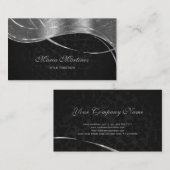 Carte De Visite Damas Noir Et Argent Clair (Devant / Derrière)