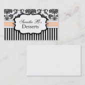 Carte de visite Damas noir et blanc avec Pêche (Devant / Derrière)