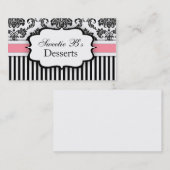 Carte de visite Damas noir et blanc avec rose (Devant / Derrière)