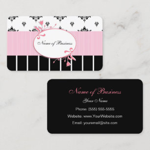 Carte De Visite Damas noir et blanc Chic Floral rose