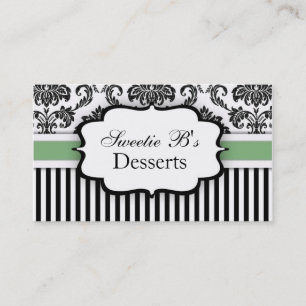 Carte de visite Damas noir et blanc en vert