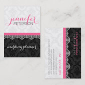 Carte De Visite Damas Noir Et Blanc Et Mariage De Dentelle Planeur (Devant / Derrière)