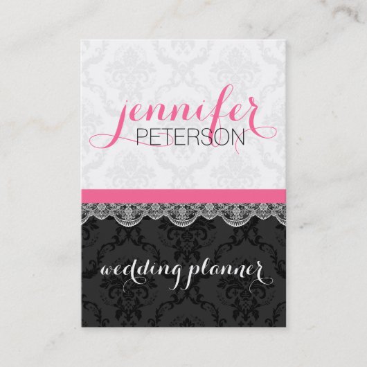 Carte De Visite Damas Noir Et Blanc Et Mariage De Dentelle Planeur (Devant)