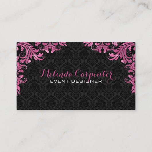 Carte De Visite Damas Noir Et Maron Rouge Dentelle Florale (Devant)