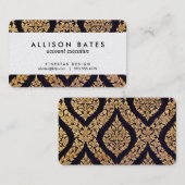 Carte De Visite Damas noir et or Impression traditionnelle contemp (Devant / Derrière)