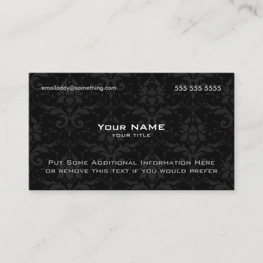 Carte De Visite Damas noir moderne (Devant)