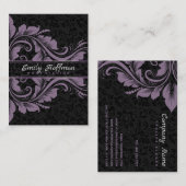Carte De Visite Damas Noires Et Ornement Violet (Devant / Derrière)