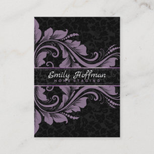 Carte De Visite Damas Noires Et Ornement Violet