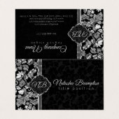 Carte De Visite Damas Noirs Et Argent (Extérieur déplié)