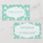 Carte De Visite Damas Ornées Florales Blanches Et Monnaies Vertes (Devant / Derrière)