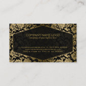 Carte De Visite Damas Ornées Florales Noires Et Or (Dos)
