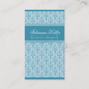 Carte de visite Damas romantique, Bleu clair