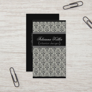 Carte de visite Damas romantique, noir et blanc