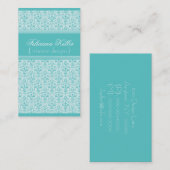 Carte de visite Damas romantique, Turquoise (Devant / Derrière)