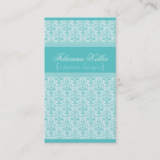 Carte de visite Damas romantique, Turquoise (Devant)
