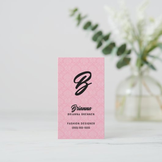 Carte De Visite Damas rose Monogramme (Debout devant)