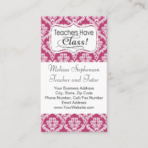Carte De Visite Damas Roses, Les Enseignants Ont Classe