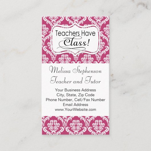 Carte De Visite Damas Roses, Les Enseignants Ont Classe (Devant)