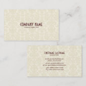 Carte De Visite Damas Vintage beige clair (Devant / Derrière)