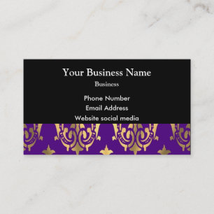 Carte De Visite Damas violet et or sur noir