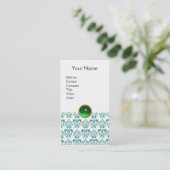 Carte De Visite DAMASK BLUE MONOGRAS Jeu vert blanc (Debout devant)