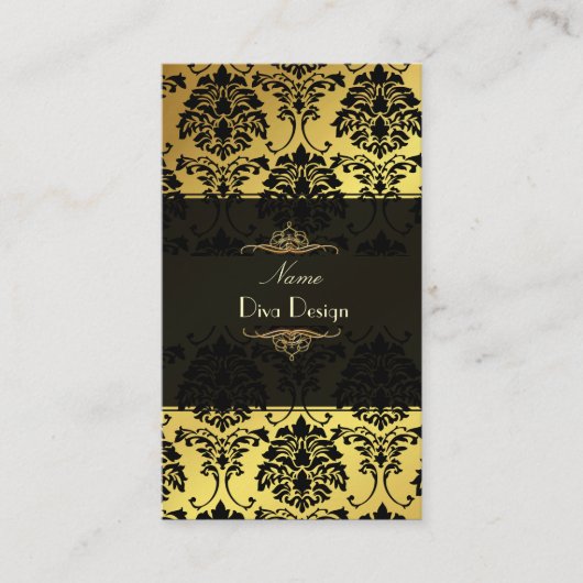 Carte De Visite Damask BusinessCard or + noir (Devant)